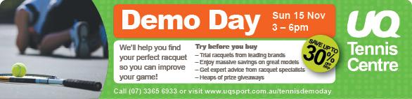 Racquet Demo Day Sunday 15 November – 3.00-6.00pm